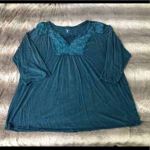 Turquoise decorative blouse 3x